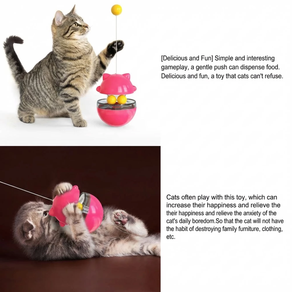 Non-Tipping Cat Toy with Slow Feeder & Dual Ball Track