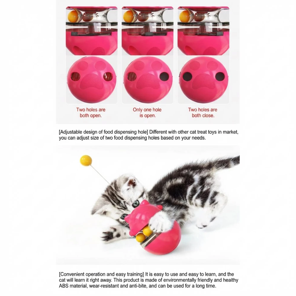Non-Tipping Cat Toy with Slow Feeder & Dual Ball Track