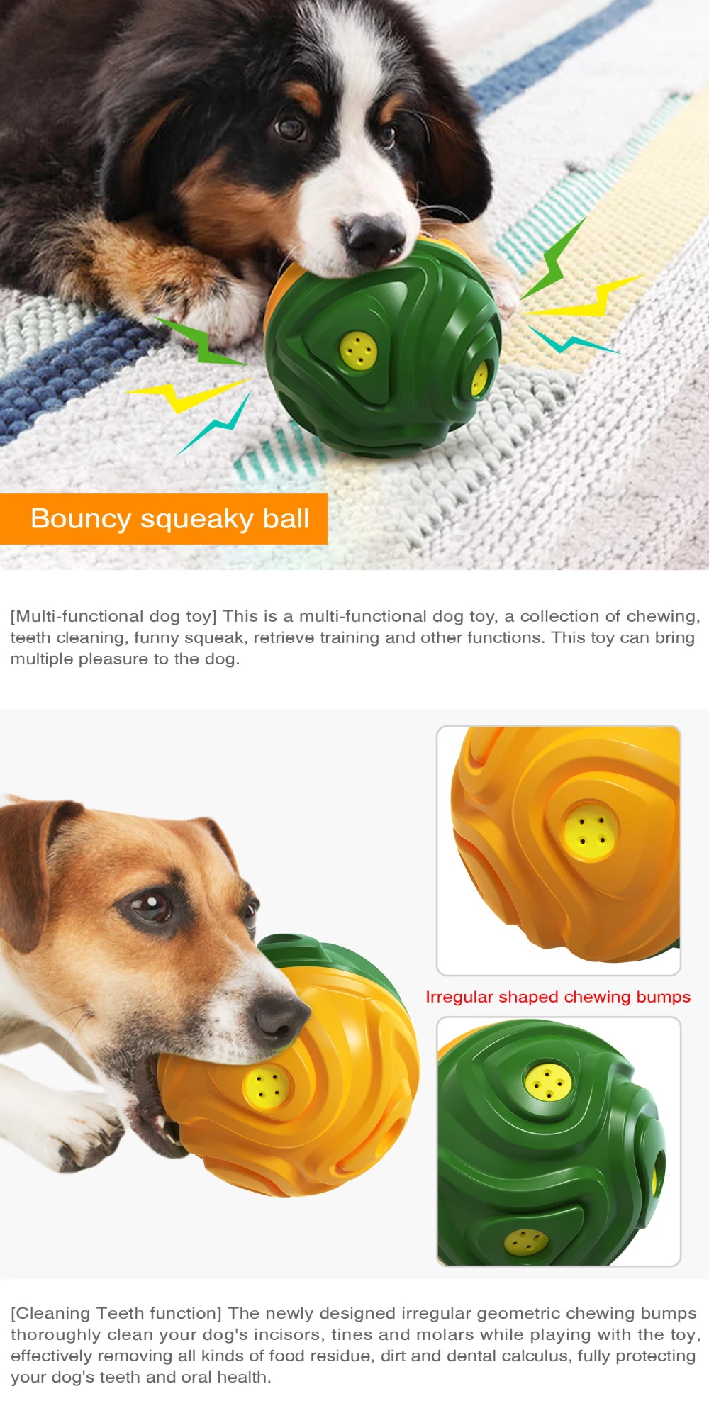 Squeaky Textured Dog Chew Ball | 3 Sounds + Soft TPR Hard ABS | Wholesale