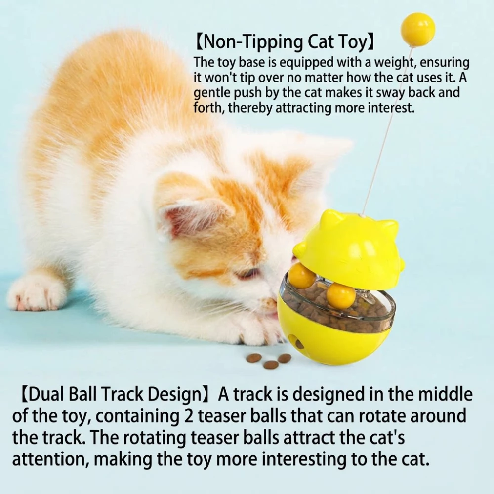Non-Tipping Cat Toy with Slow Feeder & Dual Ball Track