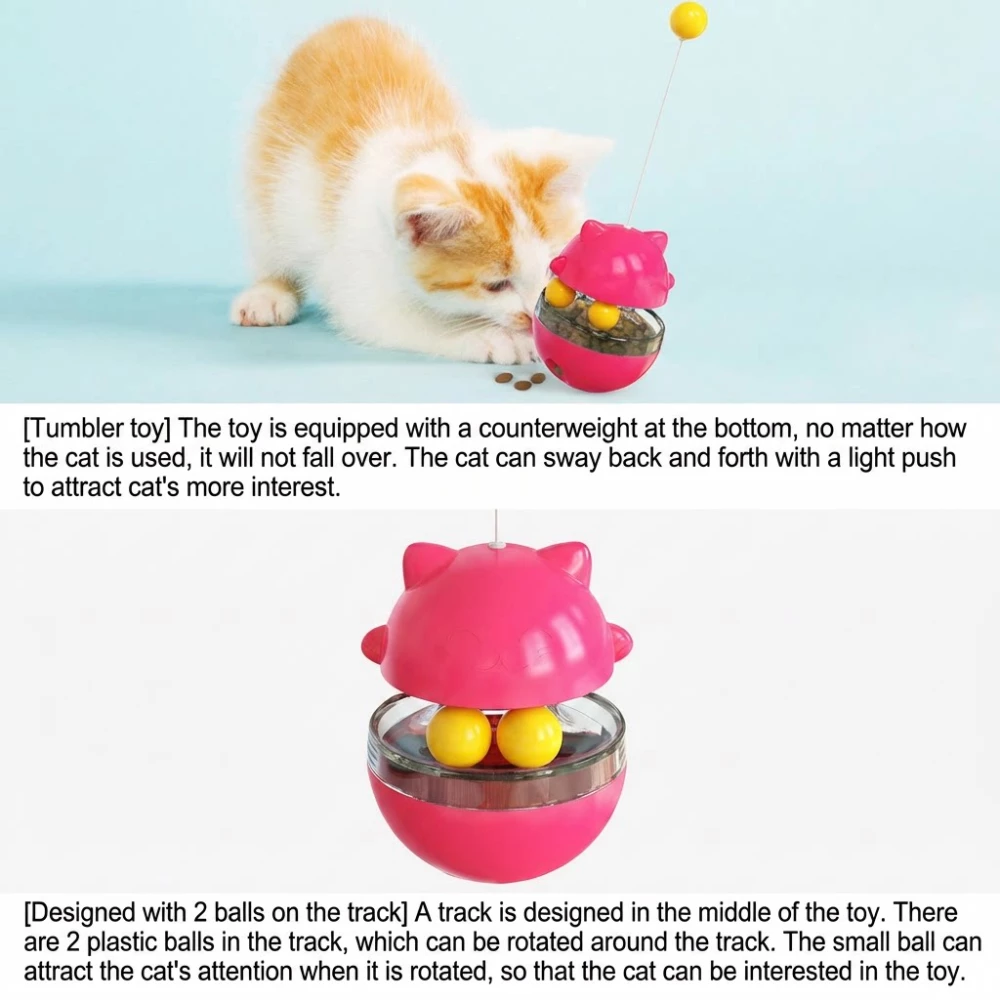 Non-Tipping Cat Toy with Slow Feeder & Dual Ball Track