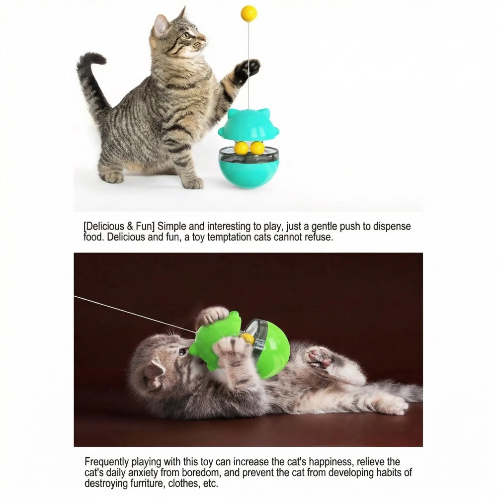 Non-Tipping Cat Toy with Slow Feeder & Dual Ball Track