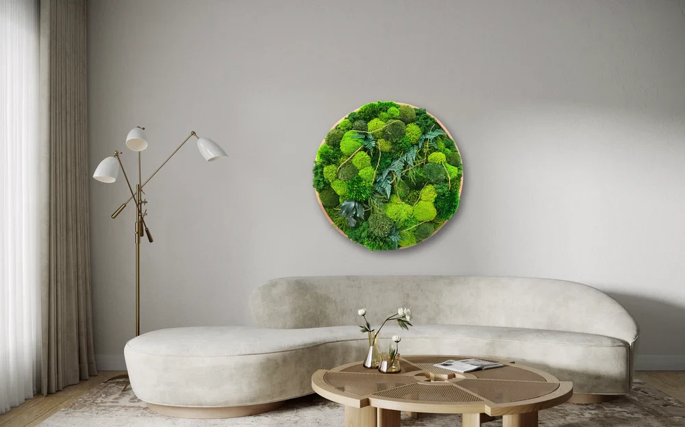 FRAMED ROUND MOSS ART