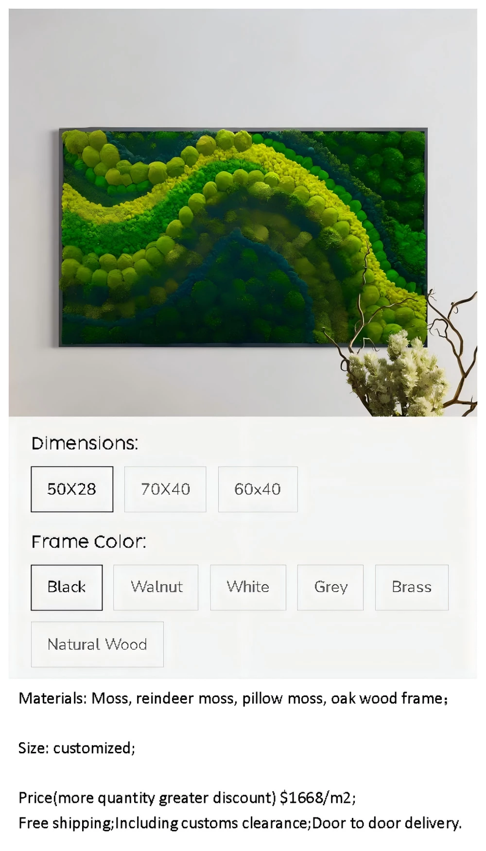 PACIFICO Large Moss wall art